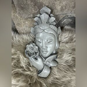 Silver Grey East Asian/ Chinese Bust of Woman Wall Hanging